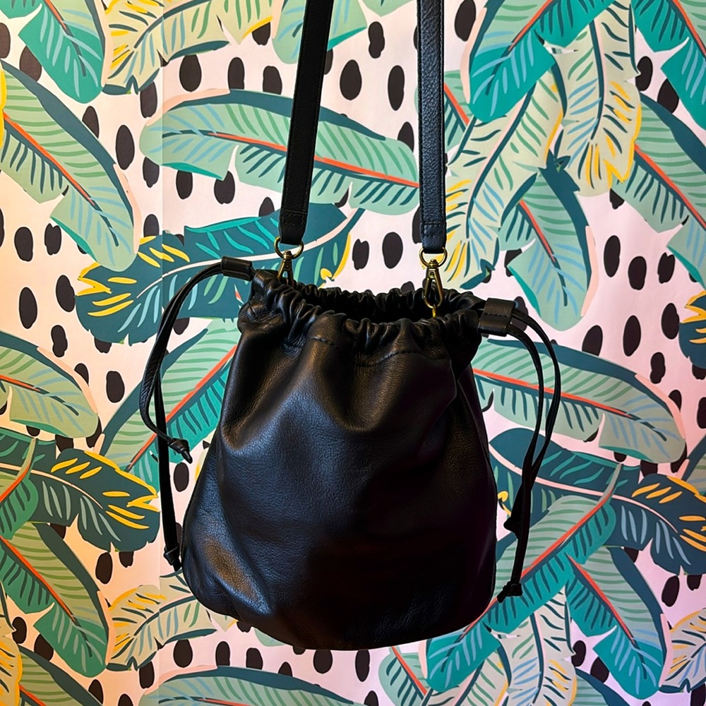 Madewell Black Bucket Crossbody Leather Purse